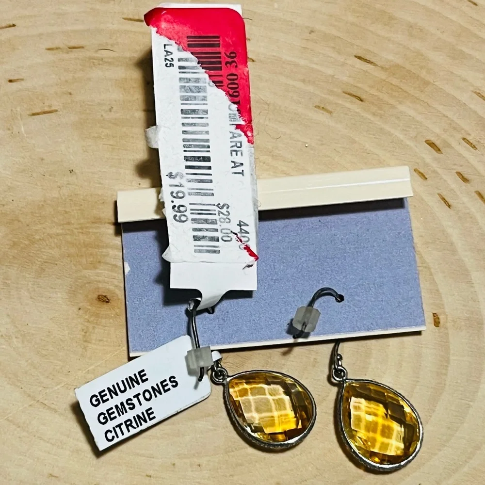Leaf & Lavender Sterling Silver Citrine earrings NWT - Picture 2 of 2